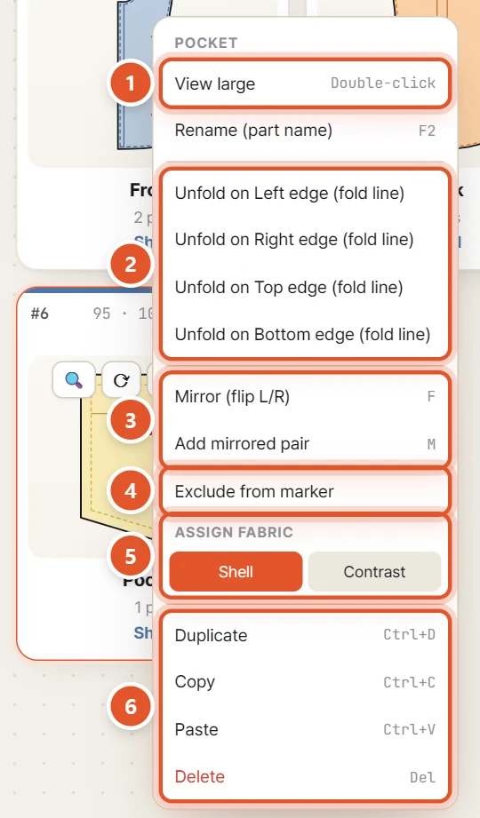 The right-click menu on the Pocket card