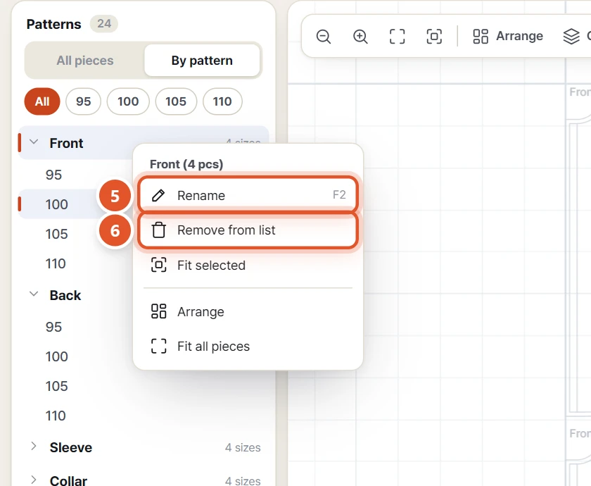 The right-click menu in the list
